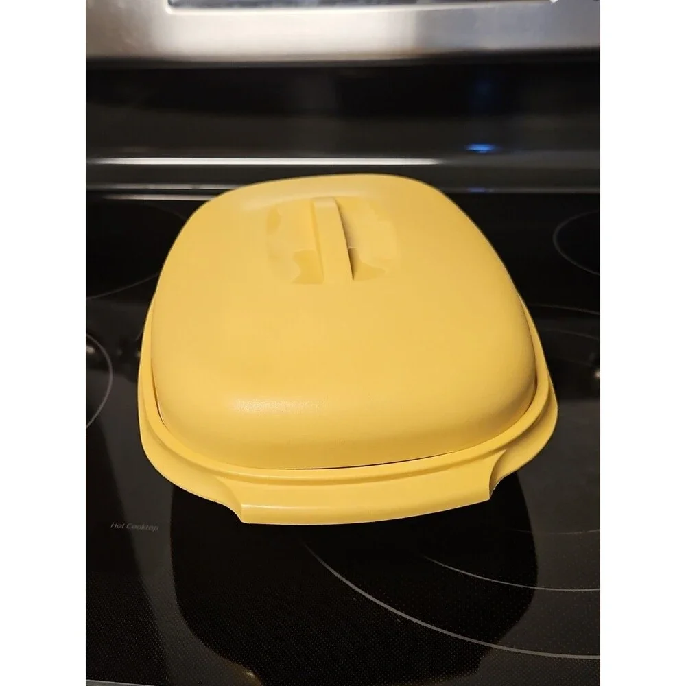 Vintage Tupperware Microwave Steamer #1273 Harvest Gold 3 Piece Set